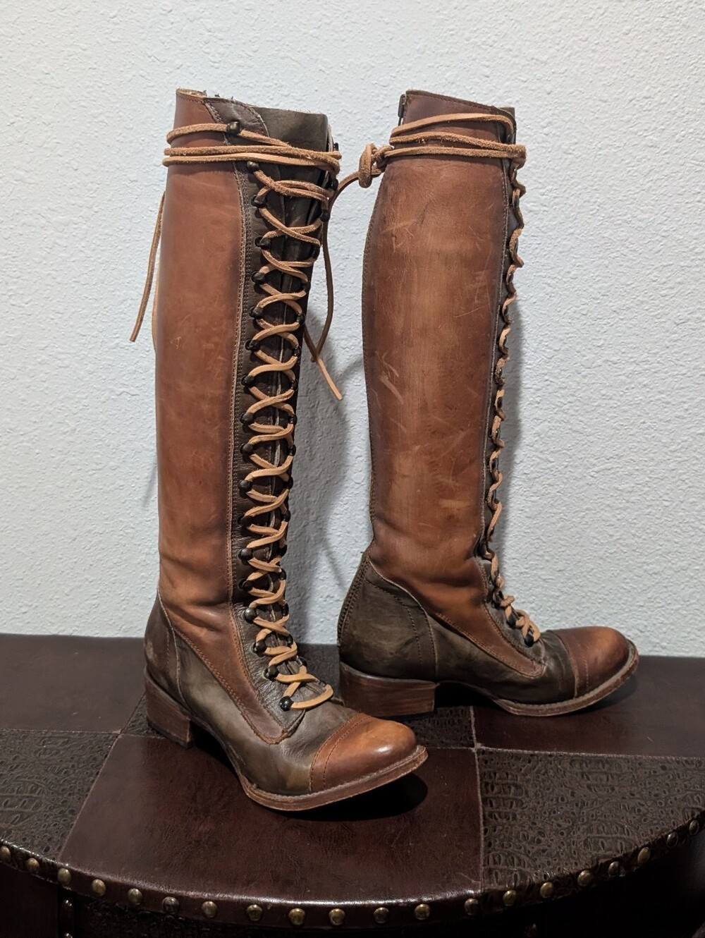 RARE Freebird Arlo Distressed Leather Lace-Up Over-The-Knee Boots Size 7 - Picture 6 of 16